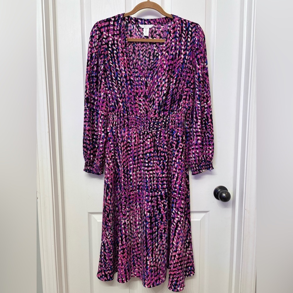 Purple Abstract Wrap Dress | London Times Petites 10P
